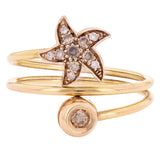 18k Rose Gold 0.25ctw Black Brown & White Diamond Starfish Flexi Coil Ring 6.75