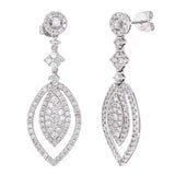 14k White Gold 2.35ctw Diamond Multi Dangle Drop Marquise Shape Earrings