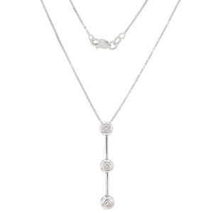 Italian 14k White Gold 0.45ctw Diamond Anniversary Three Stone Pendant Necklace