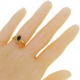 14k Yellow Gold Oval Sapphire & Diamond Accent Ring Size 6