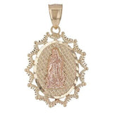 14k Two Tone Gold Virgin Mary of Guadalupe Medal Charm Pendant 3.5 grams