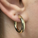 Italian 14k Yellow Gold High Polish 3.9mm 0.9" Diameter Round Hoop Earrings 2.2g
