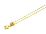 14k Tri Color Gold Ball Beads Star Charms Singapore Chain Necklace 17"