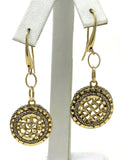 Italian 14k Gold Woven Design Round Dangle Earrings and Pendant Necklace Set