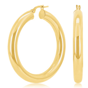 Italian 14k Yellow Gold High Polish 5mm 1.5" Diameter Round Hoop Earrings 5.6g