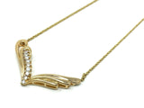 14k Yellow Gold Genuine Natural Diamond V Shape Butterfly Pendant Necklace 18"