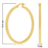 Italian 14k Yellow Gold Hollow Square Tube Round Hoop Earrings 1.4" 2mm 2.4 grams