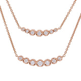 14k Rose Gold 0.39ctw Diamond Curved Bar Pendant Layer Necklace
