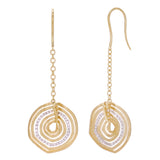 18k Yellow Gold 3/4ctw Diamond Swirl Circle Drop Dangle Earrings