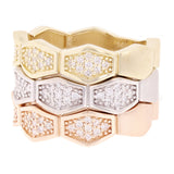 14k Yellow White & Rose Gold 0.51ctw Diamond Polygon 3-Piece Set Band Size 7.5