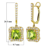 14k Yellow Gold 0.55ctw Peridot & Diamond Huggie Hoop Dangle Earrings