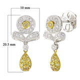 18k Yellow & White Gold 0.74ctw Yellow & White Diamond Ribbon Dangle Earrings