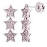 14k White Gold 0.3ctw Diamond Stars Drop Earrings