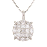 14k White Gold 0.50ctw Diamond 0.50ctw Cluster Circle Pendant Necklace 18"