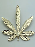 14k Yellow Gold Diamond Cut Marijuana Leaves Leaf Weed Charm Pendant 2.2 grams