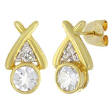 14k Yellow Gold Aquamarine & Diamond Accent XOXO Hugs & Kisses Earrings