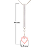 14k Two Tone Gold Dangle Heart Charm Bar Linear Pendant Necklace 18"