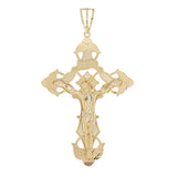 14k Yellow Gold INRI Christ Passion Cross Crucifix Pendant 3.9" 25 grams