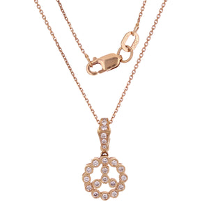 18k Rose Gold 0.30ctw Diamond Peace Sign Pendant Necklace
