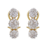 14k Yellow Gold 1ctw Diamond Triple Tier Cluster Drop Earrings