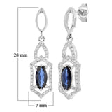 14k White Gold 0.30ctw Sapphire & Diamond Vintage Style Dangle Earrings