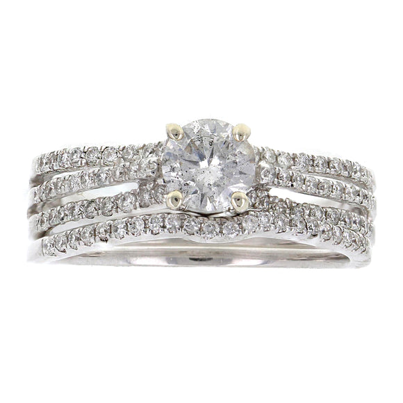14k White Gold 1ctw Diamond Matching Engagement & Bridal 2 Piece Ring Set Size 7