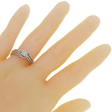 14k White Gold 0.70ctw Diamond Swirl Engagement & Ring Guard 2 Piece Bridal Set
