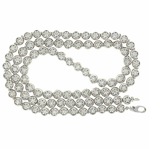 14k White Gold Natural Genuine 20.25CTW Diamond Prong Cluster Set Necklace 32.5