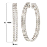 14k White Gold 2ctw Diamond Double Inside Out Oblong Hoop Earrings