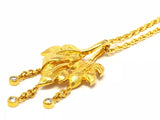 22k Yellow Gold Leaves Charm Pendant with Diamond & Anchor Necklace 18.5" 9.8g