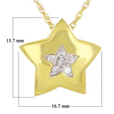 14k Yellow Gold 0.23ctw Diamond Puffy Shooting Star Pendant Necklace 18"