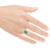14k White Gold 0.60ctw Emerald & Diamond Tear Drop Halo Cluster Cocktail Ring