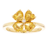 14k Yellow Gold 0.01ctw Citrine & Diamond Heart Flower Ring Size 6.75