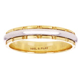 Men's Platinum & 18k Yellow Gold 4mm Wedding Band Ring Size 9.5 - 6.2 grams