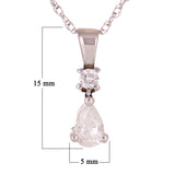 14k White Gold 0.50ctw Diamond 2-Stone Pear Drop Pendant Necklace