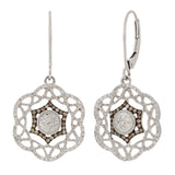 14k White Gold 0.50ctw Champagne & White Diamond Spider Web Dangle Earrings