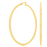 Italian 14k Yellow Gold High Polish 3mm 2.5" x 2" Oval Hoop Earrings 4.5 grams