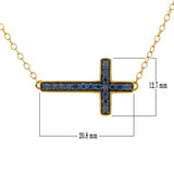 10k Yellow Gold 0.25ctw Blue Diamond Sideways Cross Pendant Necklace 18"