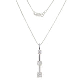 14k White Gold 1/2ctw Diamond Anniversary Past, Present, Future Pendant Necklace