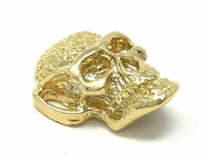 14k Yellow Gold Solid Gothic Biker Skull Charm Pendant 7.8 grams