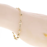 Italian 14k Yellow Gold Miraculous Medal Charm Rosary Bracelet 7" 5mm 4.6 grams