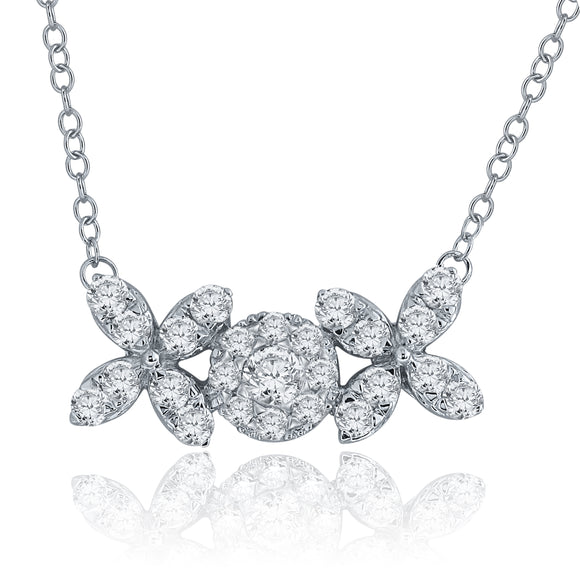 14k White Gold 0.75ctw Diamond XOXO Hugs & Kisses Pendant Necklace 18