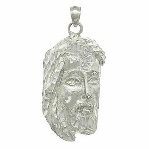 10k White Gold Crown with Thorns Jesus Christ Face Religious Charm Pendant 4.8g