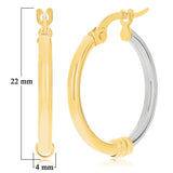 Italian 14k Yellow & White Gold Bright Shine Small Thick Hollow Hoop Earrings