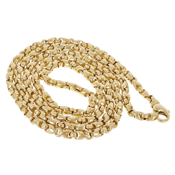 Men's Solid 10k Yellow Gold Handmade Fashion Link Necklace 24