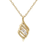 14k Yellow Gold 0.08ctw Diamond Anniversary 3 Stone Pendant Necklace