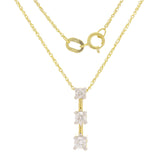 14k Yellow Gold 0.50ctw Diamond Three-Stone Bar Pendant Necklace 18"