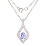 10k White Gold 0.20ctw Tanzanite & Diamond Art Deco Style Drop Pendant Necklace