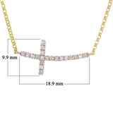 14k Yellow Gold 0.20ctw Diamond Sideways Cross Pendant Layering Necklace 18"