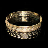 10k Tri Color Gold Diamond Cut Slip On 7 Day Bangle Bracelet 2.75" 11.5mm 17g